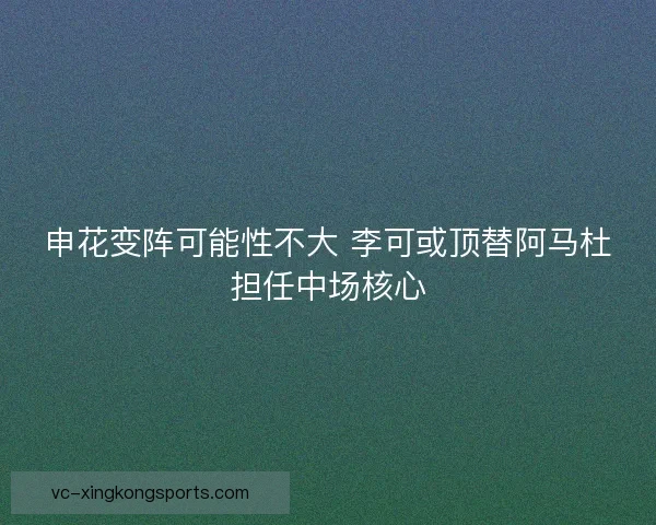 申花变阵可能性不大 李可或顶替阿马杜担任中场核心